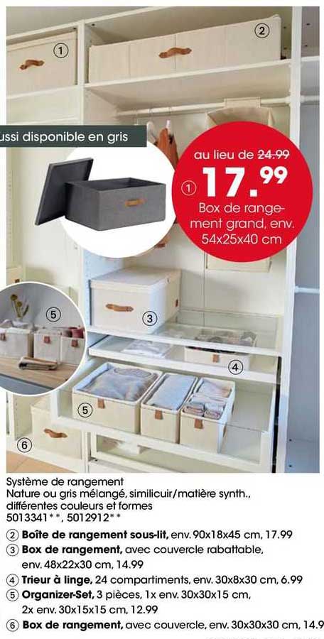 box de rangement grand env 54 x 25 x 40 cm