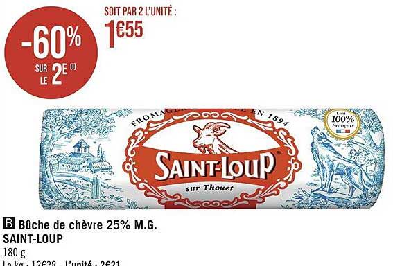 bûche de chèvre 25% m.g. saint-loup