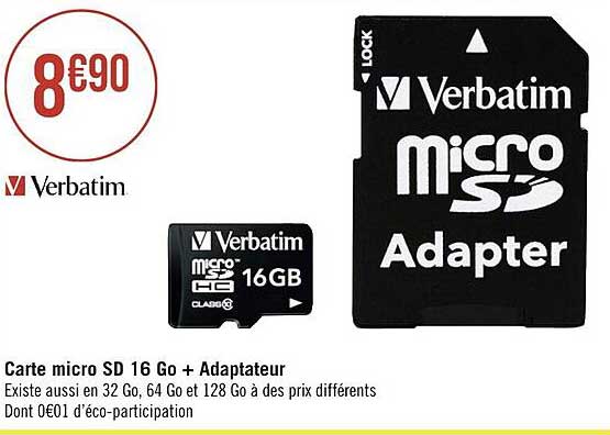 Carte Micro Sd 16 Go + Adaptateur
