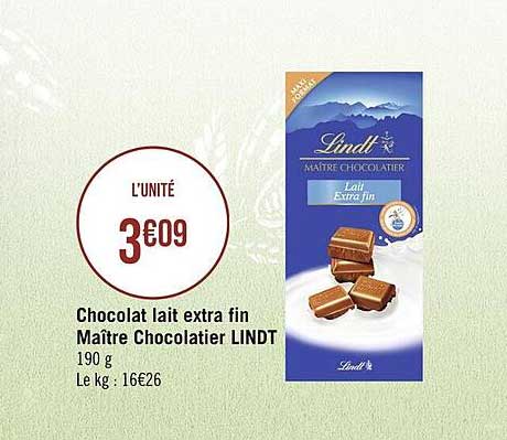 chocolat lait extra fin maître chocolatier lindt