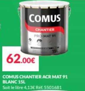 comus chantier arc mat 91 blanc 15 l