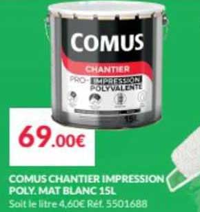 comus chantier impression poly.mat blanc 15 l