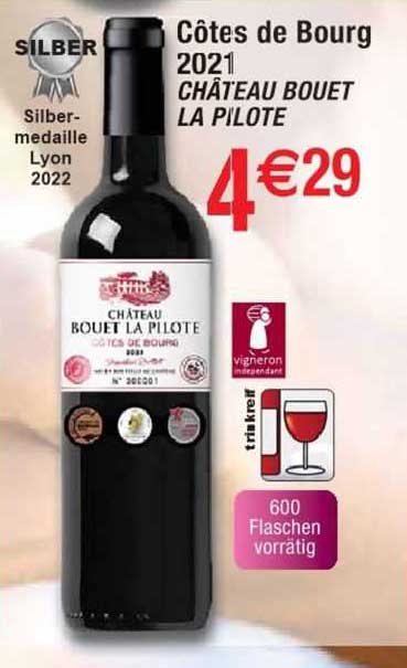 côtes de bourg 2021 château bouet la pilote