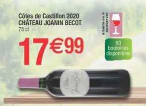 côtes de castillon 2020 château joanin becot