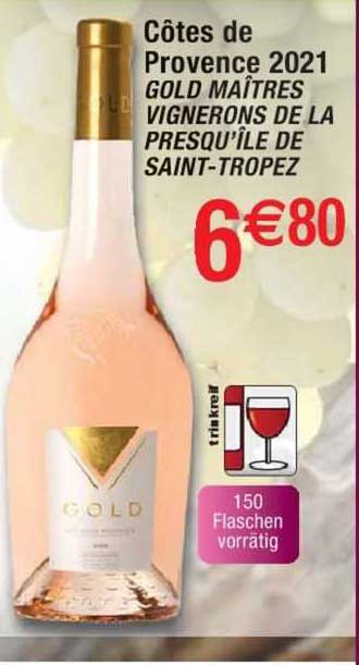 côtes de provence 2021 gold maîtres vignerons de la presqu'île de saint-tropez