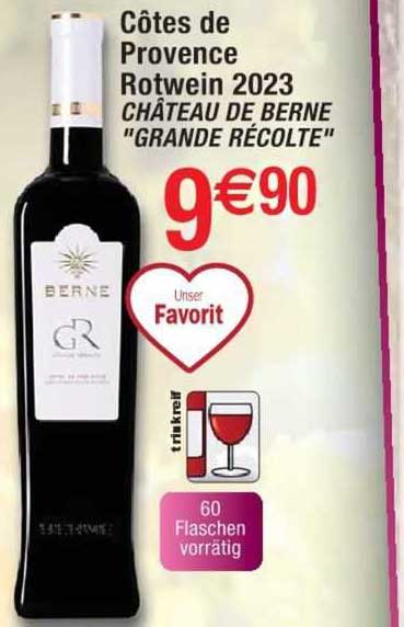côtes de provence rotwein 2023 château de berne "grande récolte"