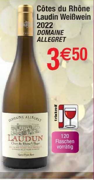 côtes du rhône laudin weißwein 2022 domaine allegret