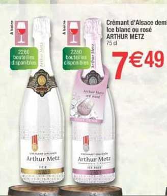 crémant d'alsace brut demi ice blanc ou rosé arthur metz