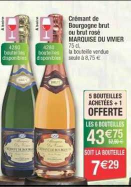 crémant de bourgogne brut ou brut rosé marquise du vivier
