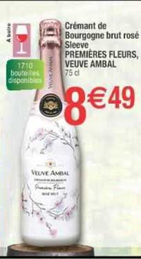 crémant de bourgogne brut ou brut rosé sleeve premières fleurs veuve ambal