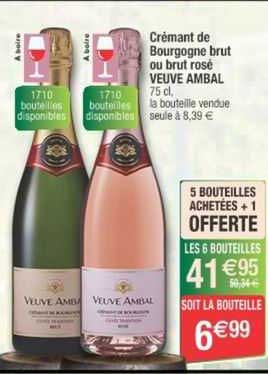 crémant de bourgogne brut ou brut rosé veuve ambal