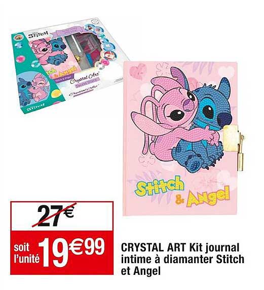 crystal art kit journal intime à diamanter stitch et angel