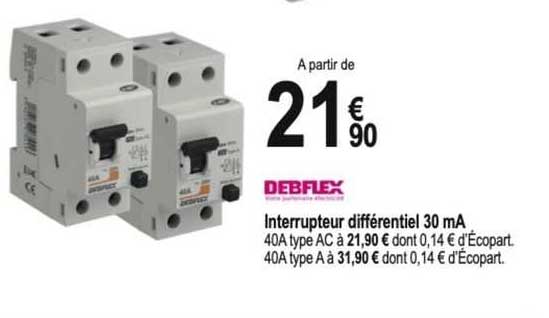 debflex  interrupteur différentiel 30 ma