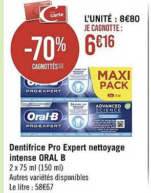 dentifrice pro expert nettoyage intense oral b