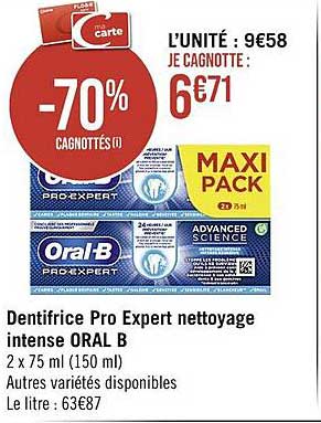Dentifrice Pro Expert Nettoyage Intense Oral-b