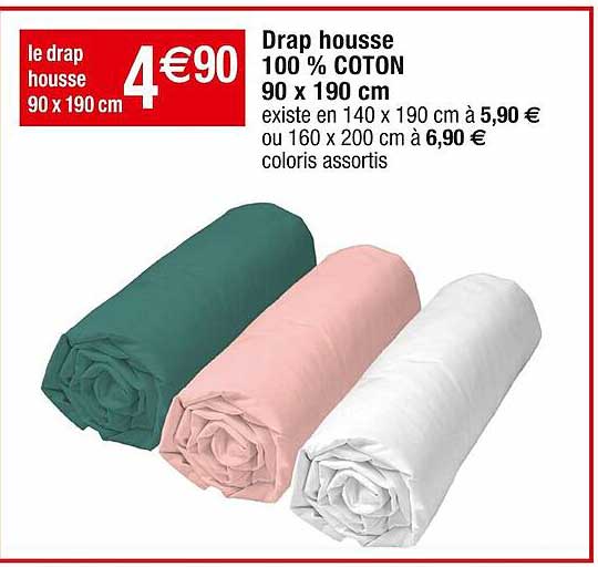 Drap Housse 100% Coton 90 X 190 Cm