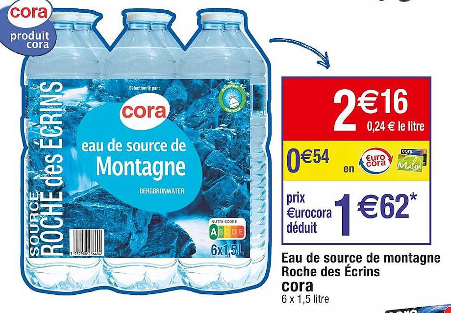 eau de source de montagne roche des écrins cora