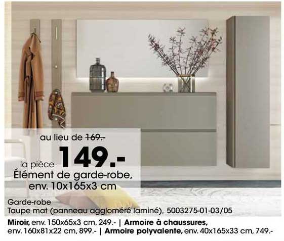 élément de garde-robe, env 10 x 165 x 3 cm