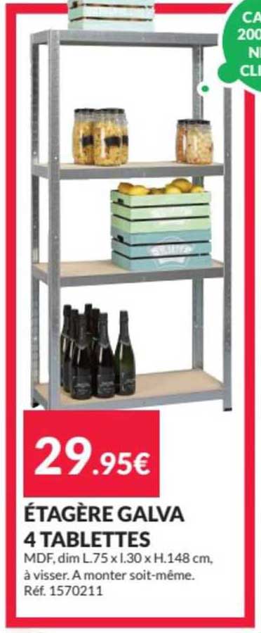 étagère galva 4 tablettes
