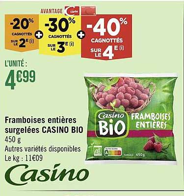 Framboises Entières Surgelées Casino Bio
