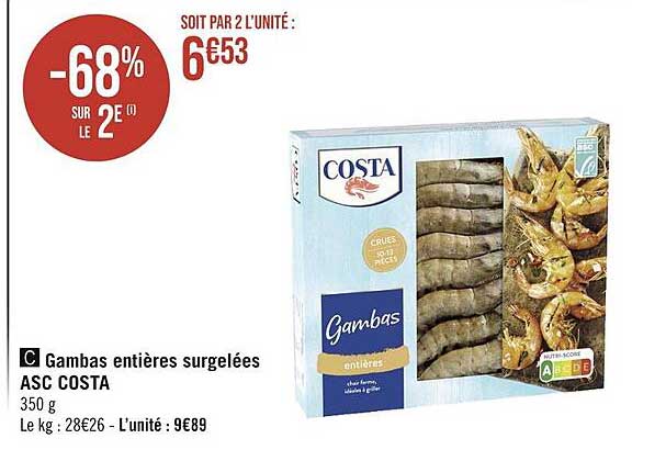 Gambas Entières Surgelées Asc Costa