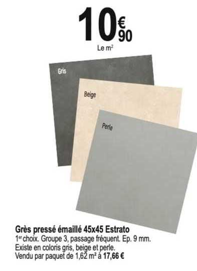 grès pressé émaillé 45 x 45 estrato