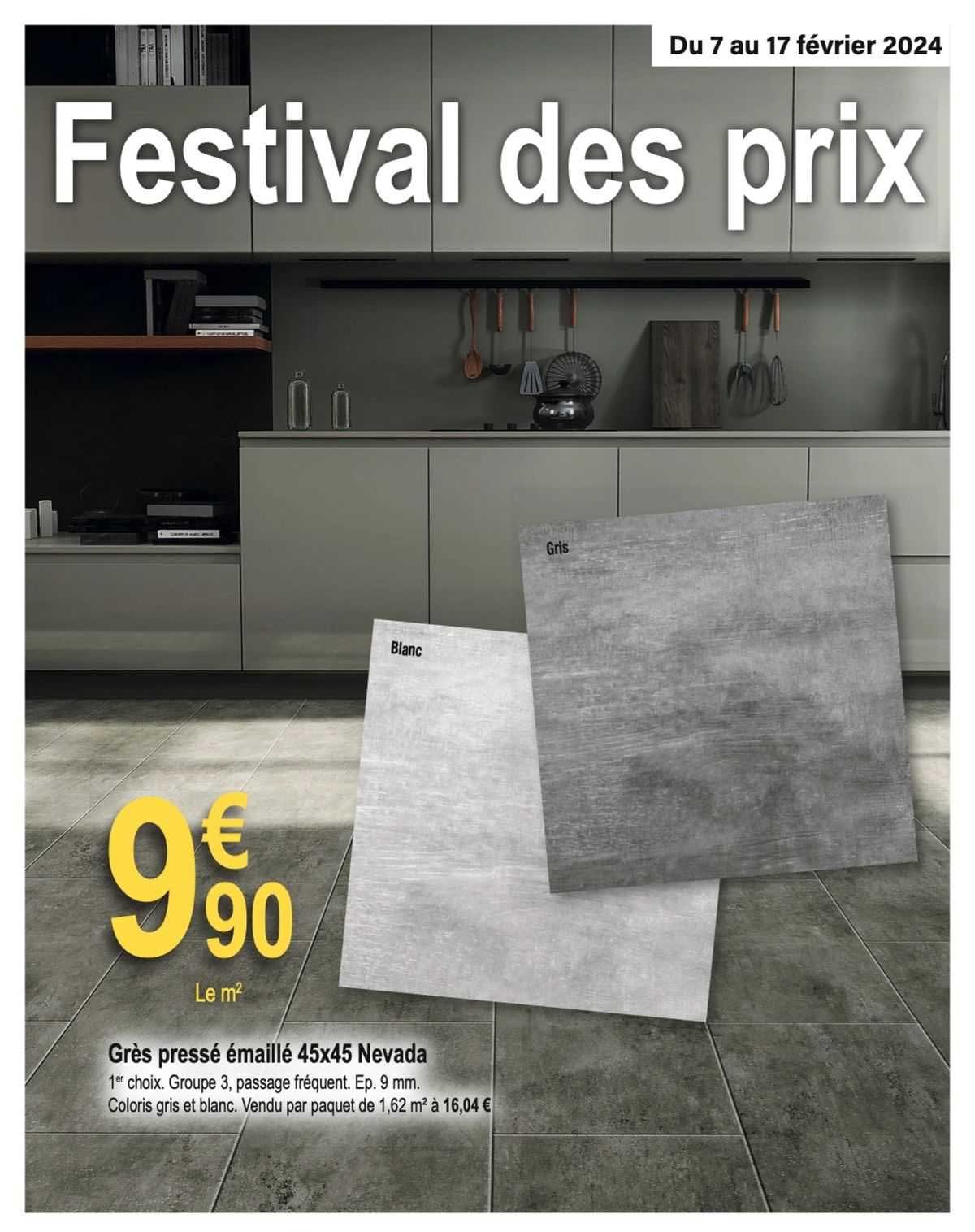 grès pressé émaillé 45x45 nevada