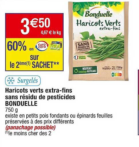haricots verts extra-fins sans résidu de pesticides bonduelle