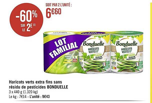haricots verts extra fins sans résidu de pesticides bonduelle