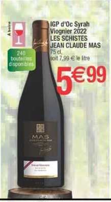 igp d'oc syrah viognier 2022 les schistes jean claude mas