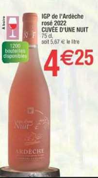 igp de l'ardèche rosé 2022 cuvée d'une nuit