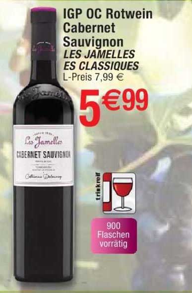 igp oc rotwein cabernet sauvignon les jamelles es classiques