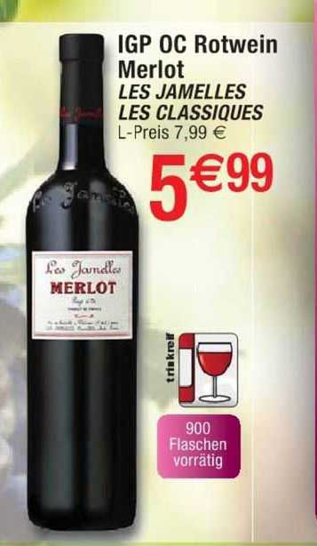 igp oc rotwein merlot les jamelles les classiques
