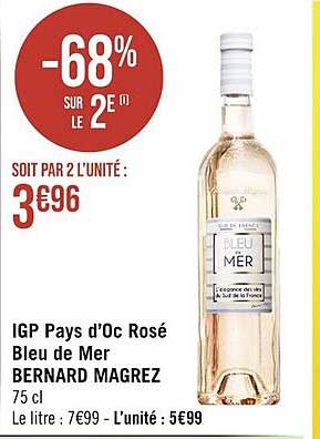 igp pays d'oc rosé bleu de mer bernard magrez