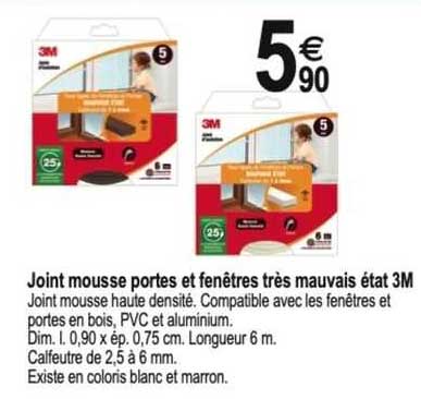 joint mousse portes et fenêtres très mauvais état 3m