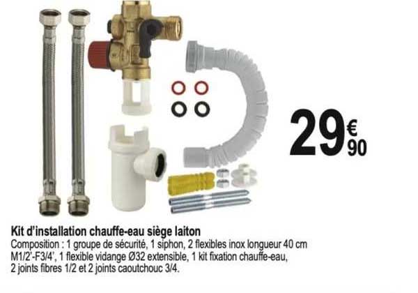 kit d'installation chauffe-eau siège laiton
