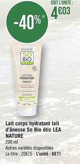 lati corps hydratant lati d'ânesse so bio étic lea nature
