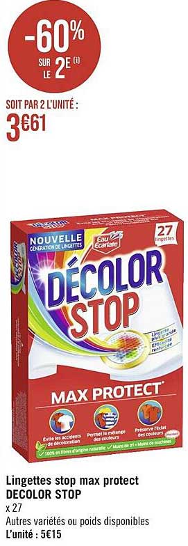 lingettes stop max protect décolor stop