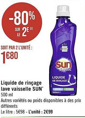 liquide de rinçage lave vaisselle sun
