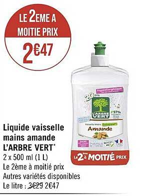 liquide vaisselle mains amande l'arbre vert