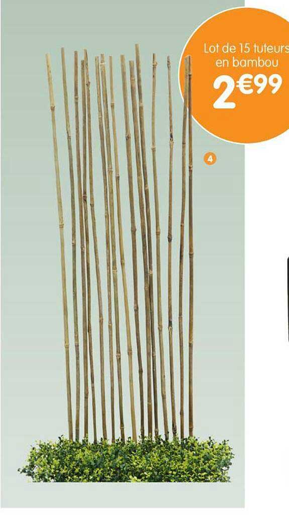 lot de 15 tuteurs en bambou