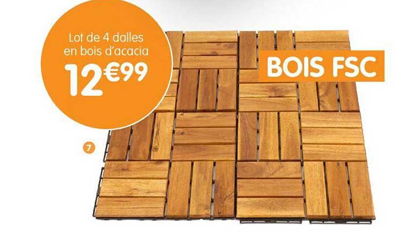 lot de 4 dalles en bois d'acacia