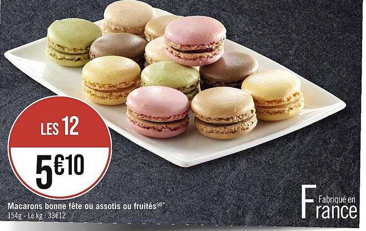 macarons bonne fête ou assortis ou fruités