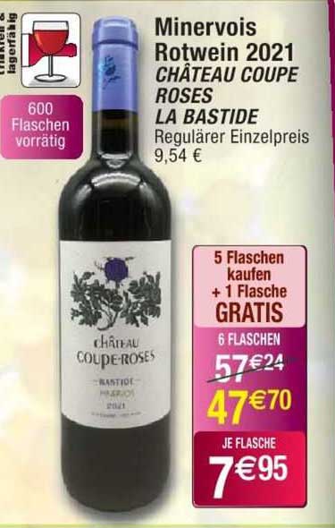 minervois rotwein 2021 château coupe roses la bastide