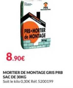 mortier de montage gris prb sac de 30kg