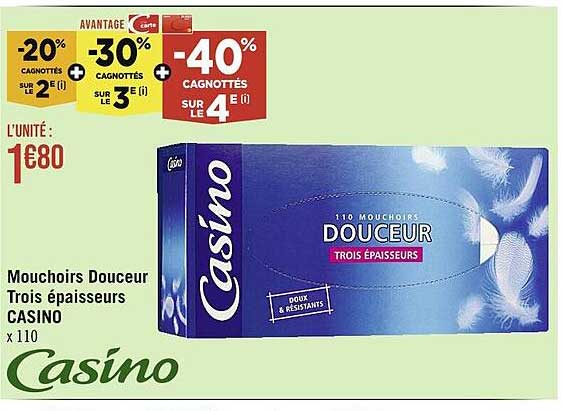 mouchoirs douceur trois épaisseurs casino