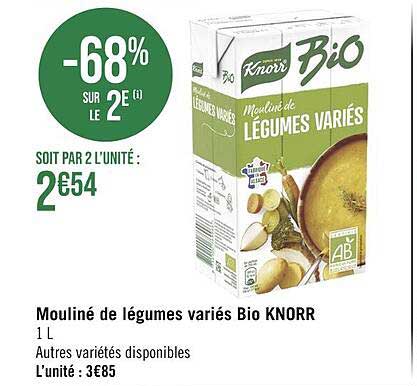 mouliné de légumes variés bio knorr