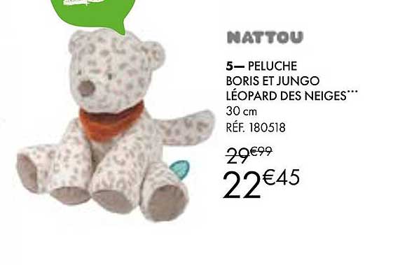 nattou peluche boris et jungo léopard des neiges