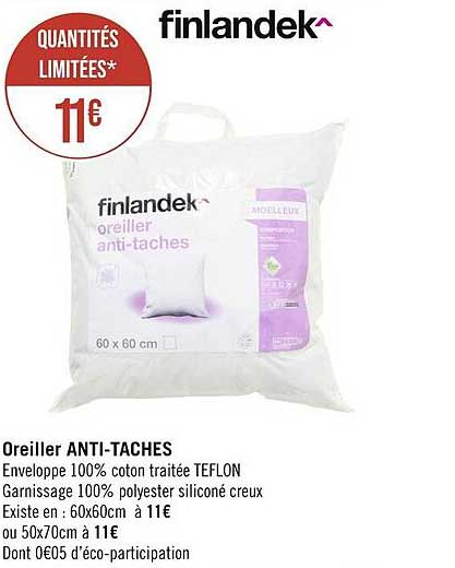 oreiller anti-tâches finlandek
