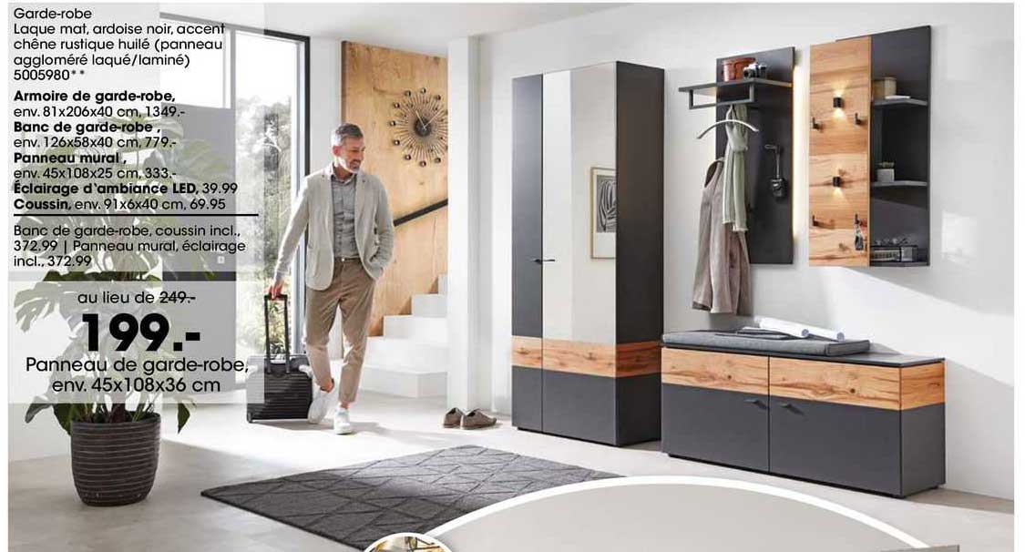 panneau de garde-robe, env 45 x 108 x 36 cm